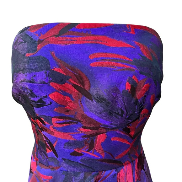 Carmen Marc Volvo Strapless Floral-Print Peplum Gown Size 6 - Picture 4 of 16